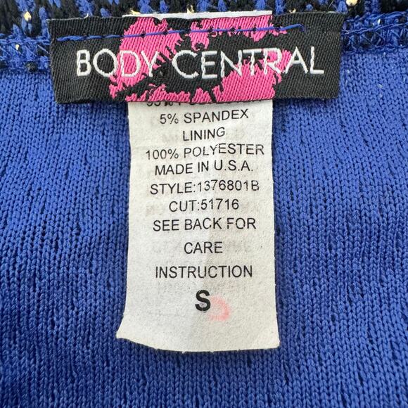 Body Central Holiday Party Dress Halter Womens Size S Blue Metallic Peplum - Picture 3 of 10